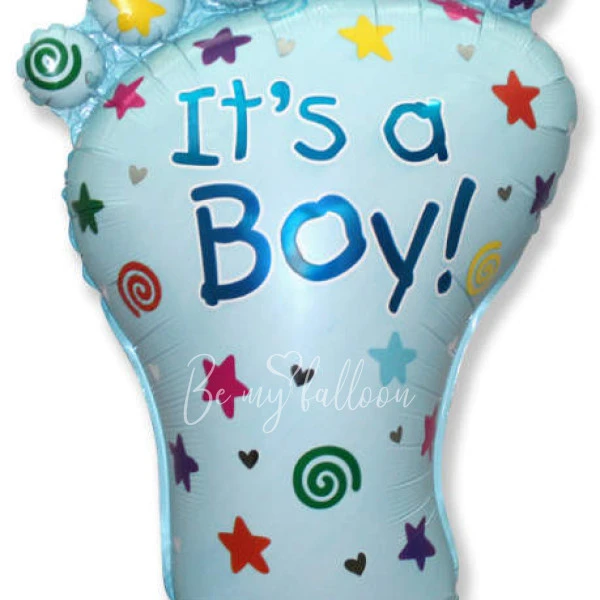30" Helium foil blue Baby Foot balloon