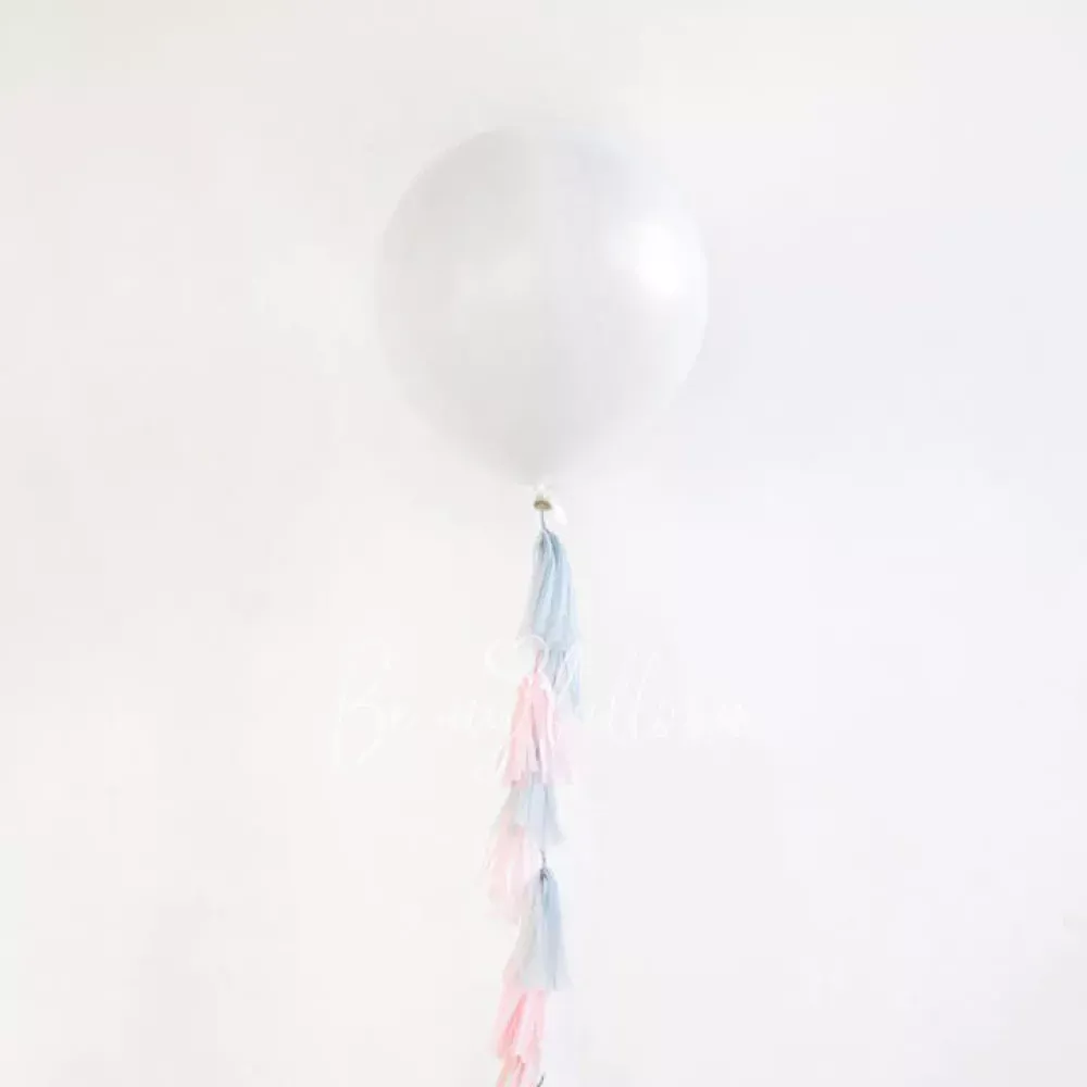 Latex Giant plain fashion balloon with tassels White