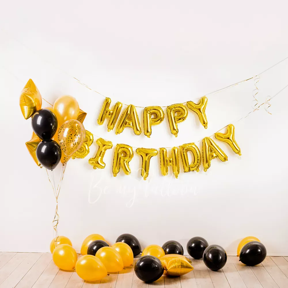 Набор шаров (фотозона) "Happy Birthday"