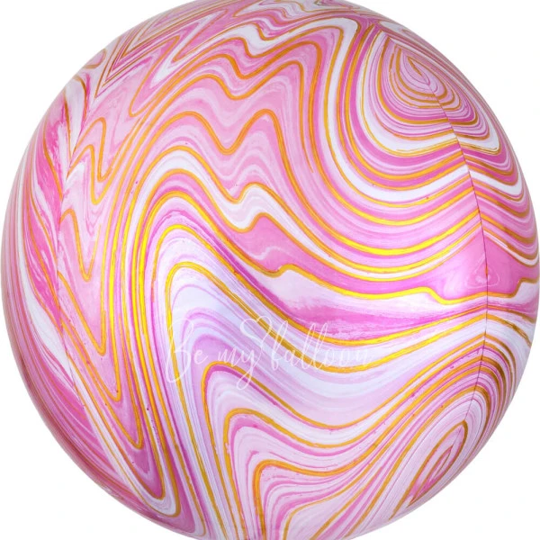 16" Helium foil gloss Marble Pink 3D Sphere balloon