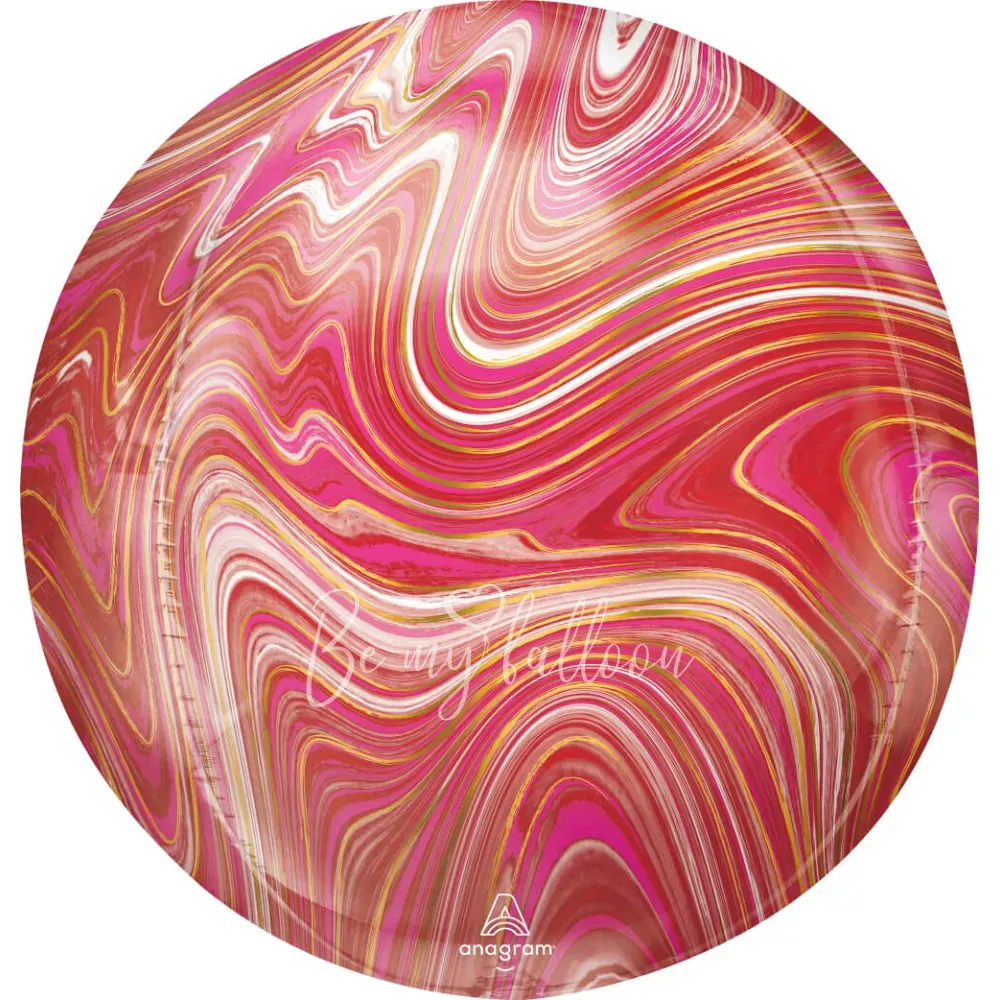16" Helium foil gloss Marble Red 3D Sphere balloon