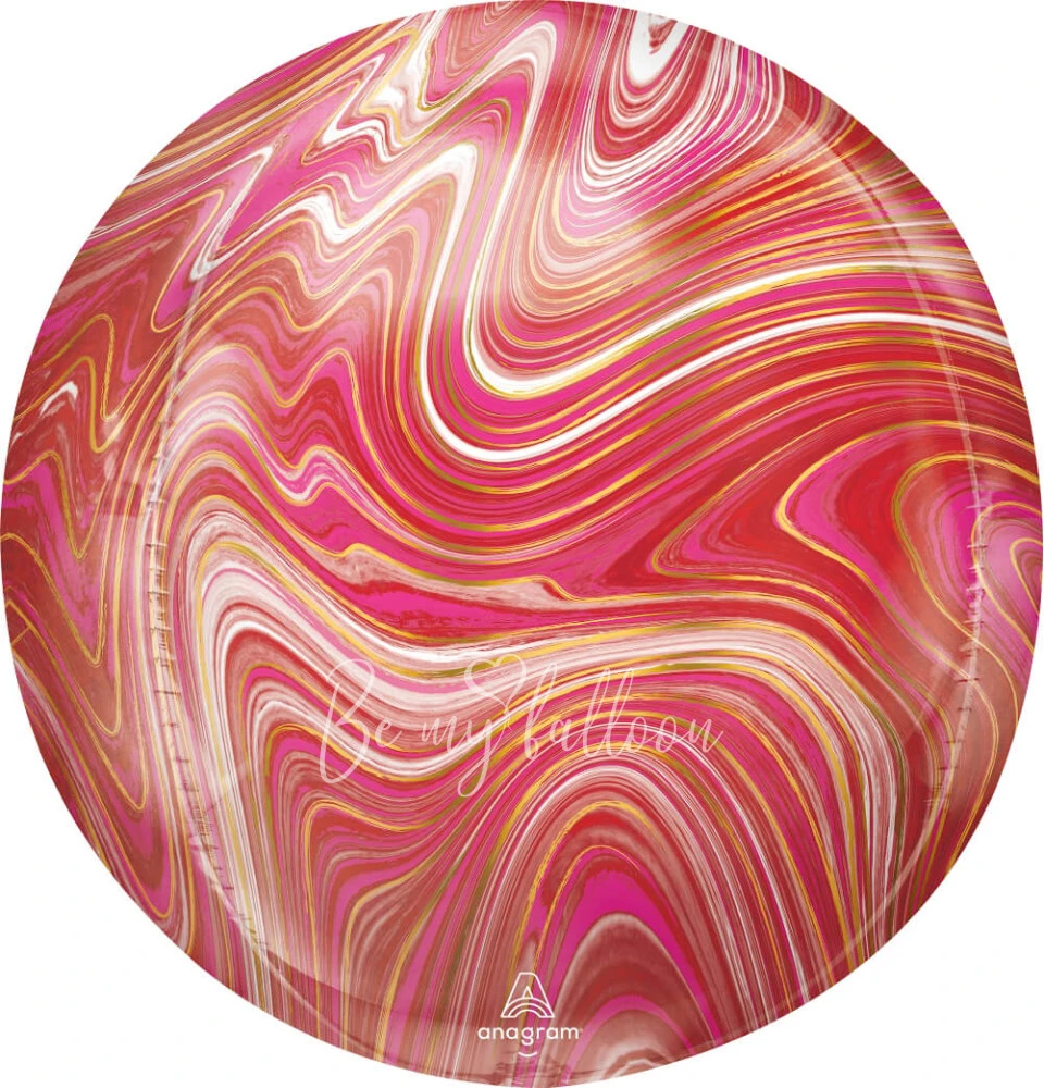 16" Helium foil gloss Marble Red 3D Sphere balloon