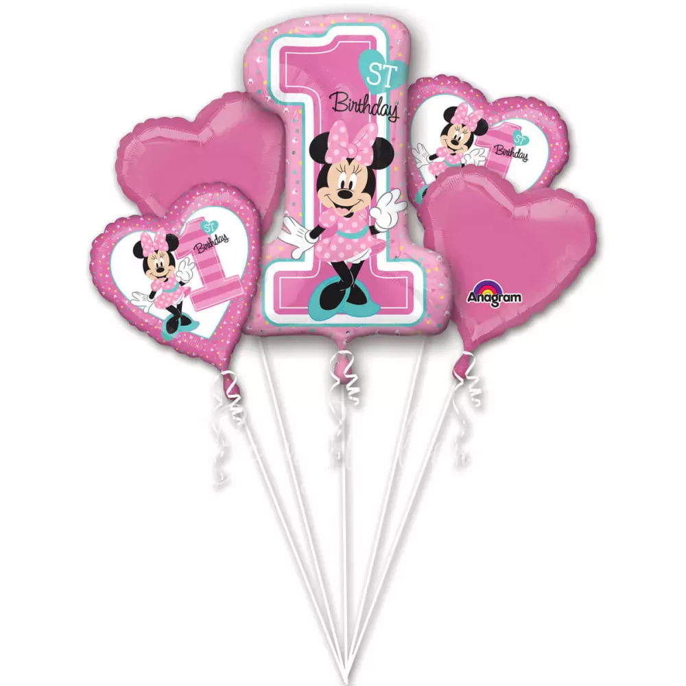 Букет из шаров Первый День Рождения с Минни!