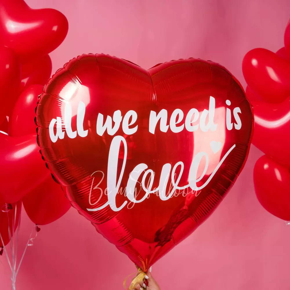 All we need is love with foil hearts balloons bouquets bundle 