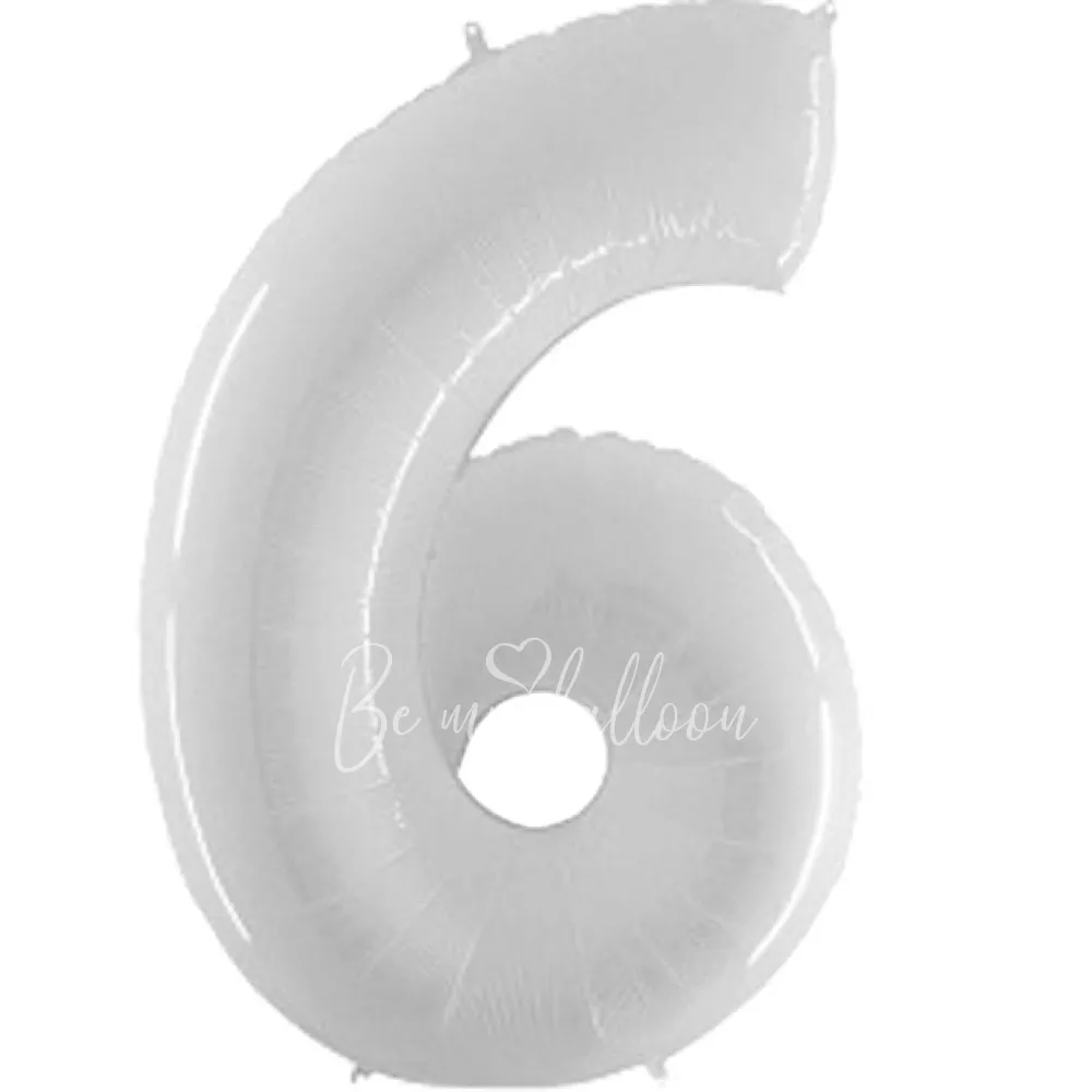 40" Гелевая Цифра "6" из фольги оттенка белый металл
